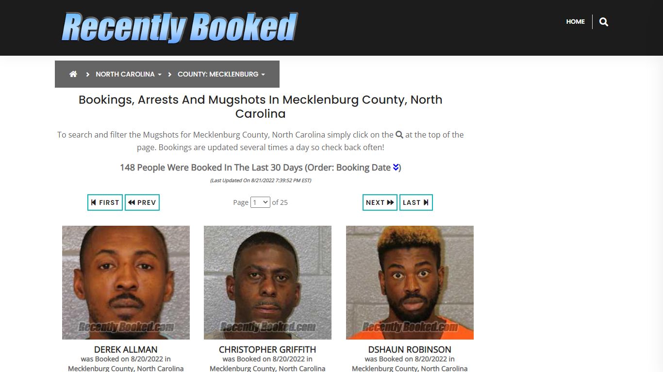 Recent bookings, Arrests, Mugshots in Mecklenburg County, North Carolina